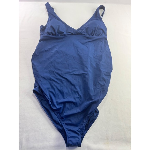 Amazon Essentials Other - Amazon Essentials Womens‎ One Piece Swimsuit Size L Navy Blue V-Neck Ruched New